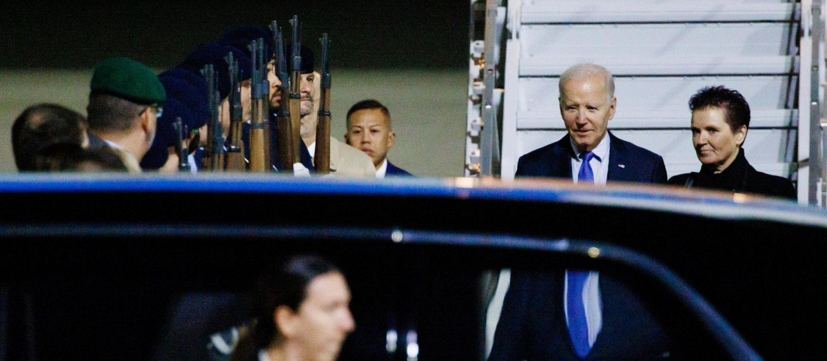 Biden en su llegada a Alemania