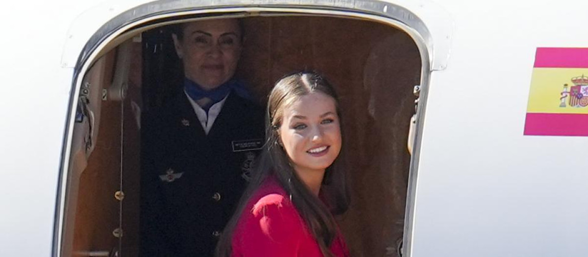 Princess Leonor de Borbon during the official farewell ceremony at the Madrid Airport before her official trip to Portugal in Madrid on Friday, 12 July 2024.