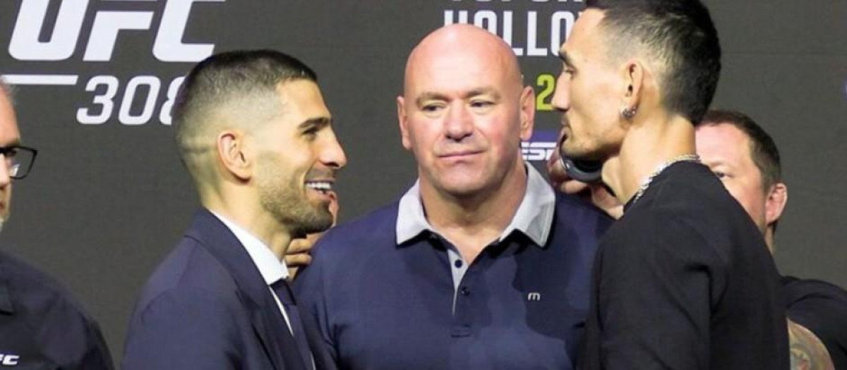 Imagen del cara a cara entre Ilia Topuria y Max Holloway