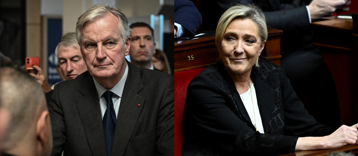 Michel Barnier, primer ministro de Francia y Marine Le Pen, líder de la oposición