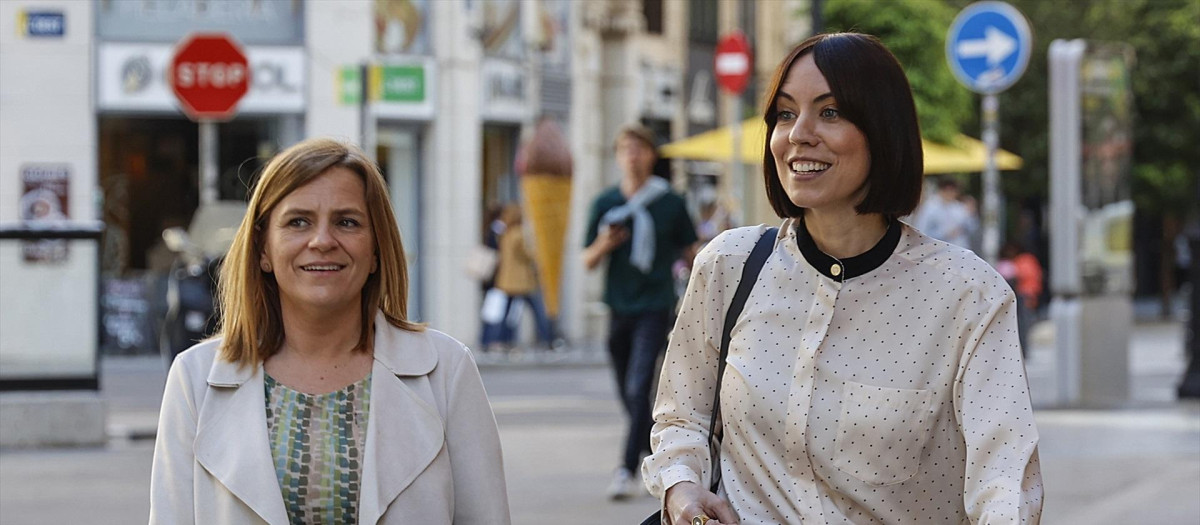Pilar Bernabé y Diana Morant, llegando a un acto del PSPV-PSOE en Valencia