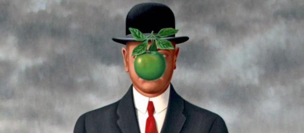 Detalle de El hijo del hombre (1964) de René Magritte