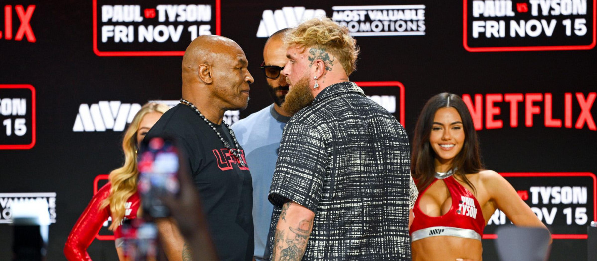 Mike Tyson y Jake Paul en la previa del combate de Netflix