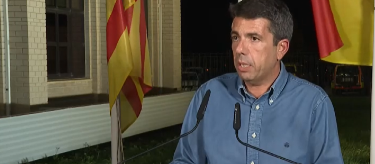 El presidente de la Generalitat Valenciana, Carlos Mazón, durante su comparecencia