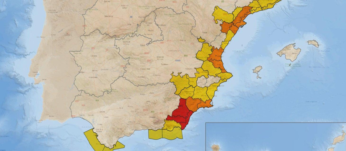 Avisos establecidos por la Aemet