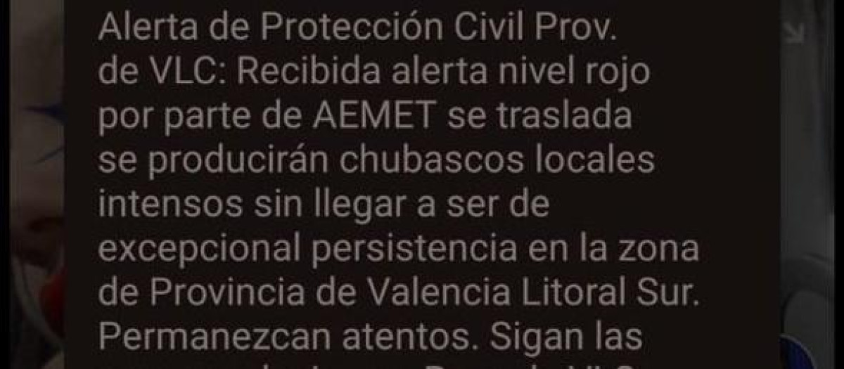La Generalitat lanza una nueva alerta móvil en el litoral sur de Valencia para avisar de las lluvias