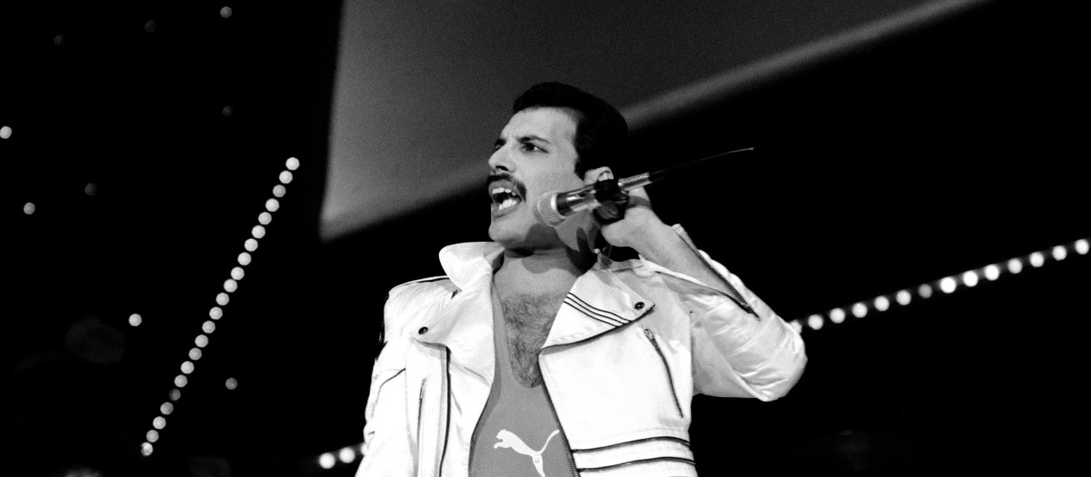 John Deacon, Freddie Mercury and Brian May
Queen in concert at San Remo, Italy - February 1984