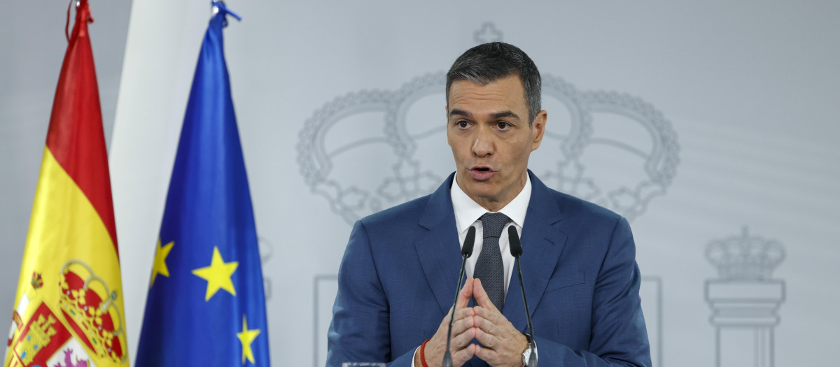 Pedro Sánchez, durante su comparecencia de este martes