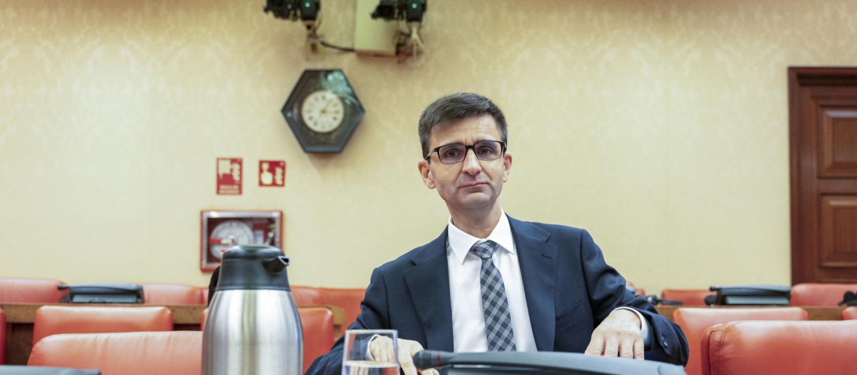 El candidato a consejero de RTVE José Pablo López Sánchez comparece ante la Comisión Consultiva de Nombramientos este martes en el Congreso de los Diputados