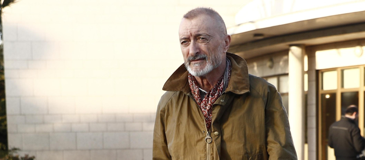 Writer Arturo Perez Reverte during the funeral of David Gistau in Madrid on Monday, 10 February 2019.