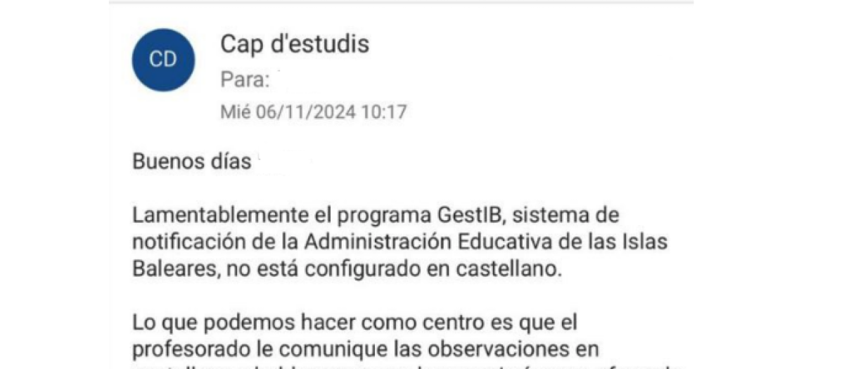 Mensaje del jefe de Estudio del Conservatorio Profesional de Música y Danza de Ibiza y Formentera