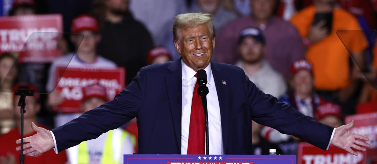 Donald Trump en un mitin en Michigan, Estados Unidos