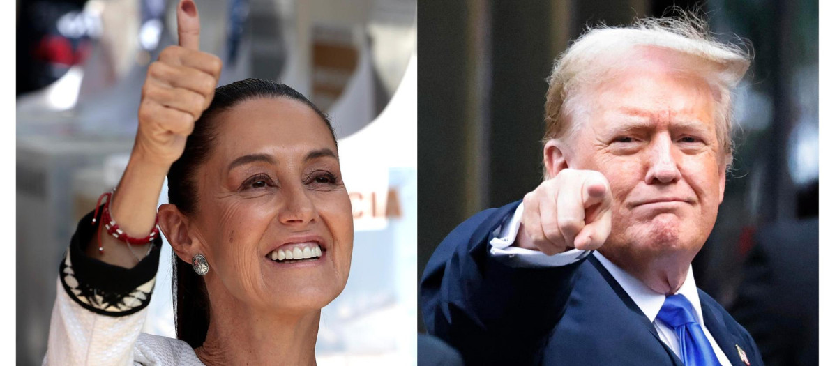 La presidenta de México, Claudia Sheinbaum, y el presidente electo de Estados Unidos, Donald Trump