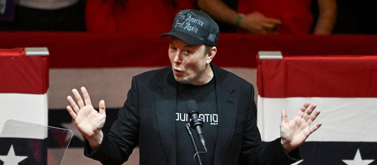 Elon Musk during Republican Rally on Sunday in New York.