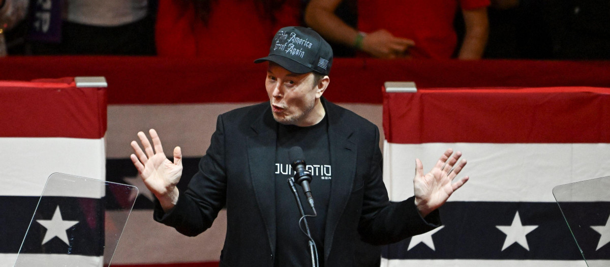 Elon Musk during Republican Rally on Sunday in New York.
