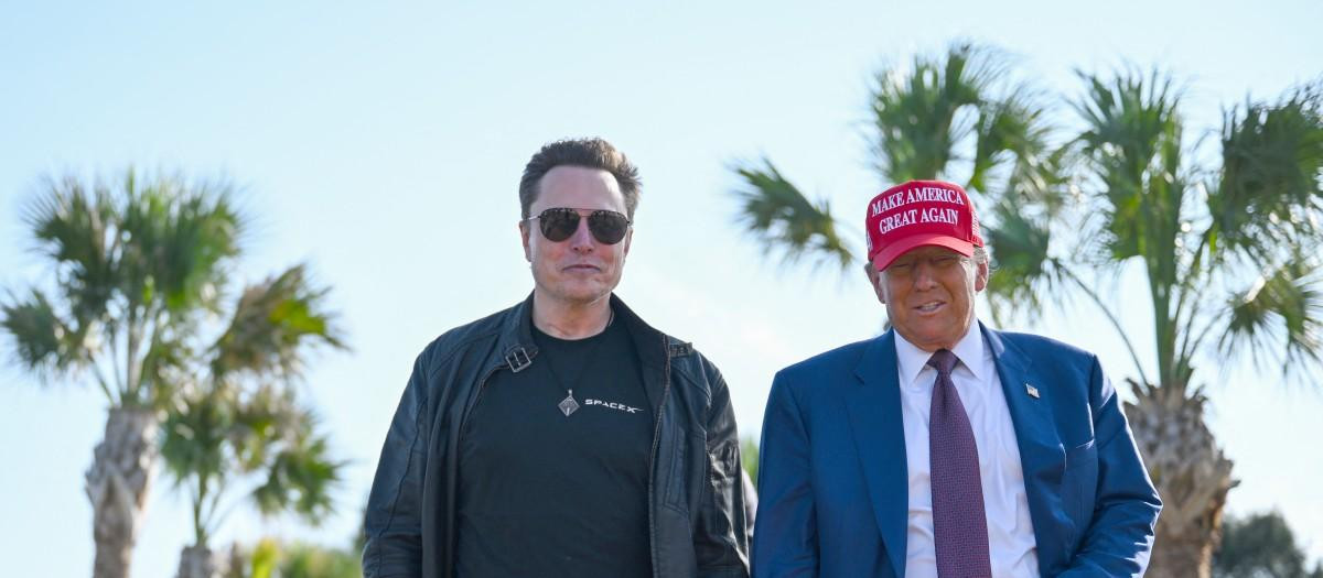 El presidente electo de Estados Unidos, Donald Trump, acompaña a Elon Musk durante el lanzamiento del sexto vuelo de prueba del cohete SpaceX Starship en Texas