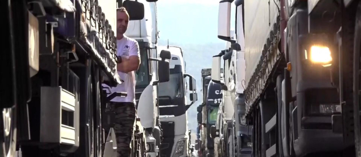 Protestas de los agricultores franceses en la frontera con España