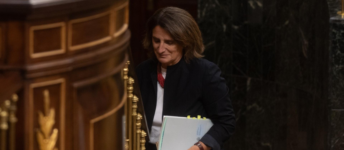 Teresa Ribera, antes de comparecer en el Congreso de los Diputados por la DANA