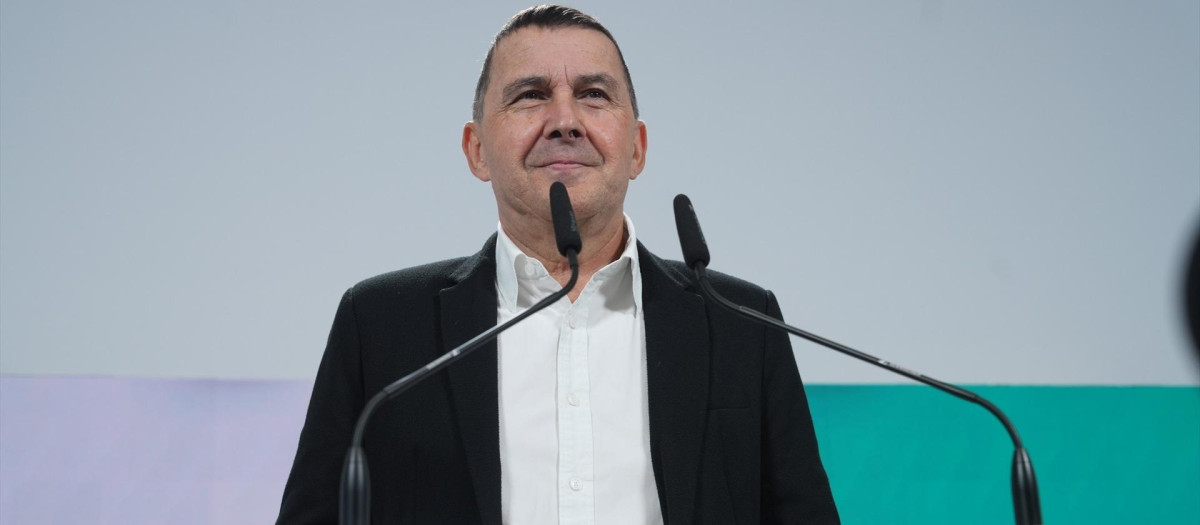 El coordinador de Bildu, Arnaldo Otegi en una comparecencia pública