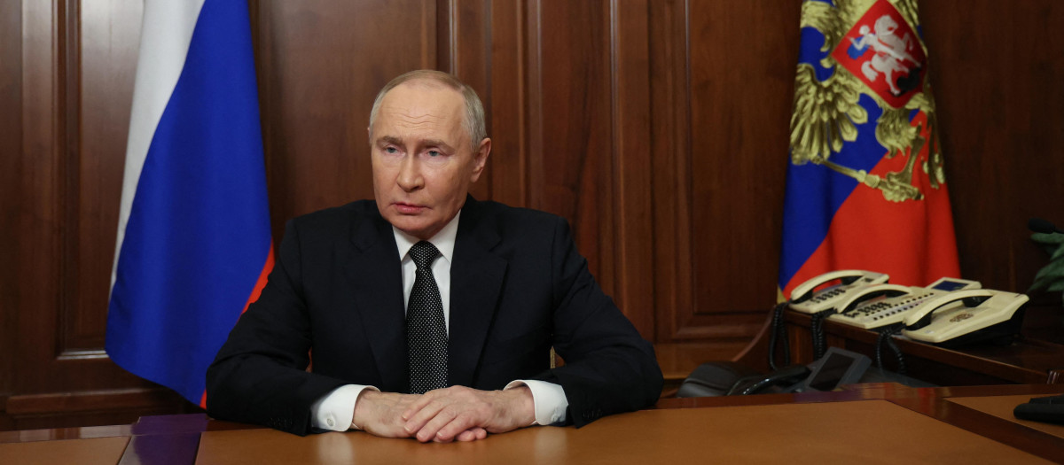 Putin durante un mensaje televisado a la nación
