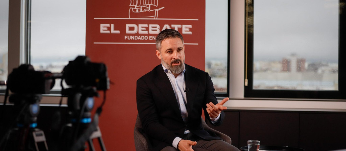 Santiago Abascal, durante su entrevista en El Debate