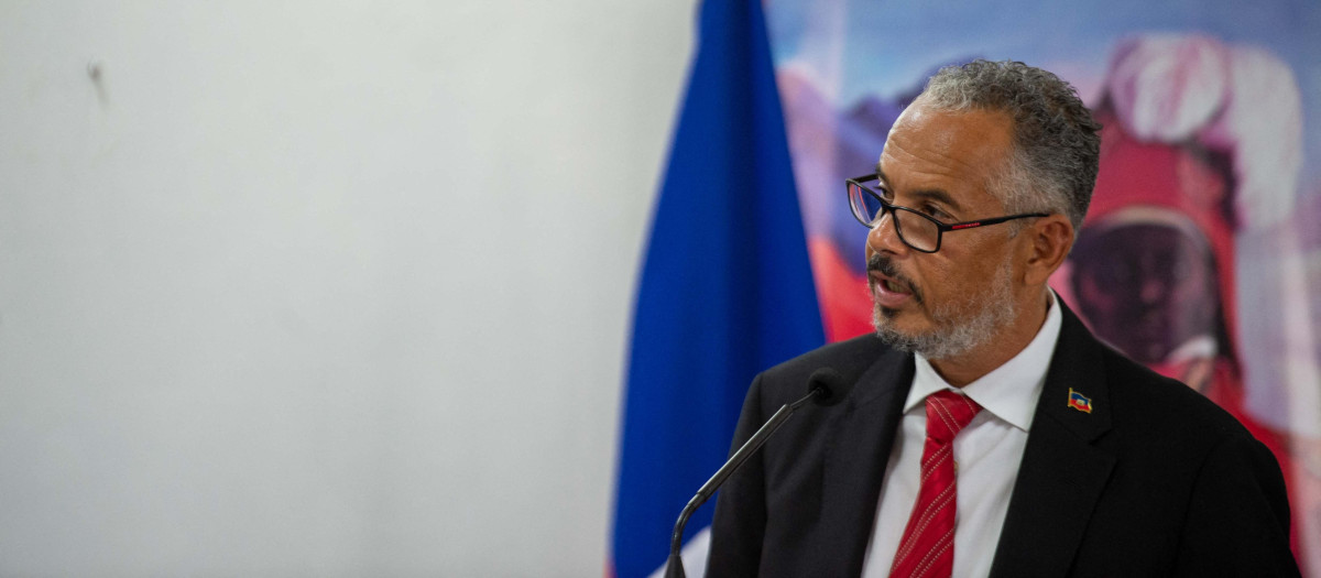 Primer Ministro de Haití, Alix Didier Fils-Aime, durante la inauguración de su gabinete presidencial