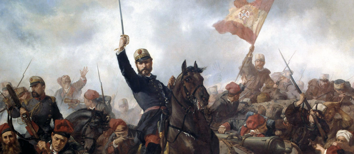 El general Prim en la batalla de Tetuán