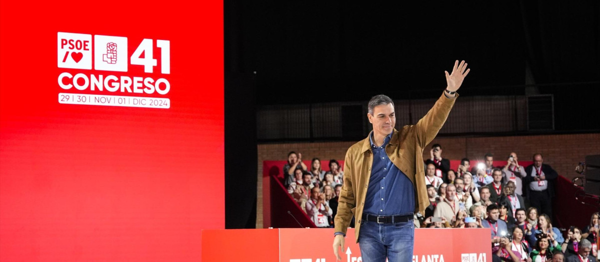 El Presidente del Gobierno, Pedro Sánchez, durante la inauguración del 41º Congreso Federal del PSOE