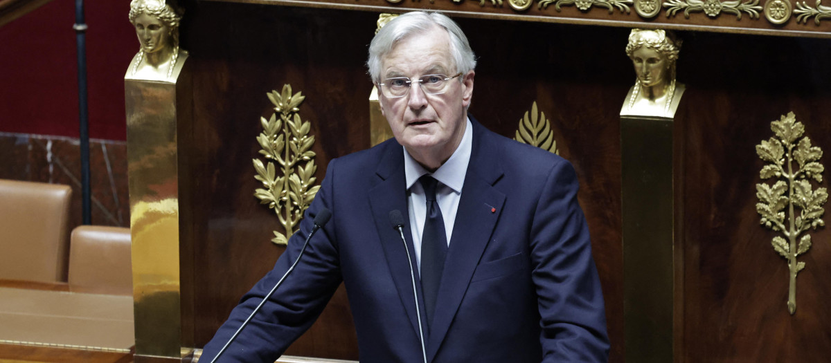 El primer ministro francés, Michel Barnier, en el Parlamento