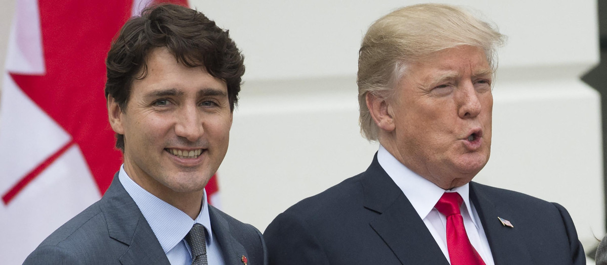 Donald Trump y el primer ministro de Canadá Justin Trudeau