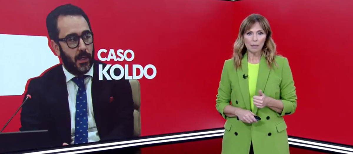 Alejandra Herranz, presentadora del Telediario 1, durante la edición de este miércoles