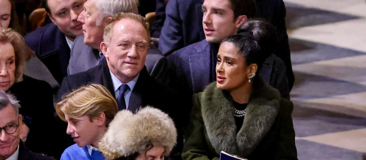 Maryvonne Pinault, Francois-Henri Pinault and his wife Salma Hayek