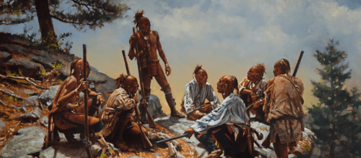 Reunión de indios en Norteamérica. Obra de Robert Griffing