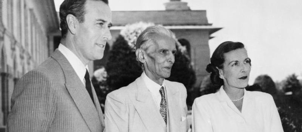Lord y Lady Mountbatten con Muhammad Ali Jinnah