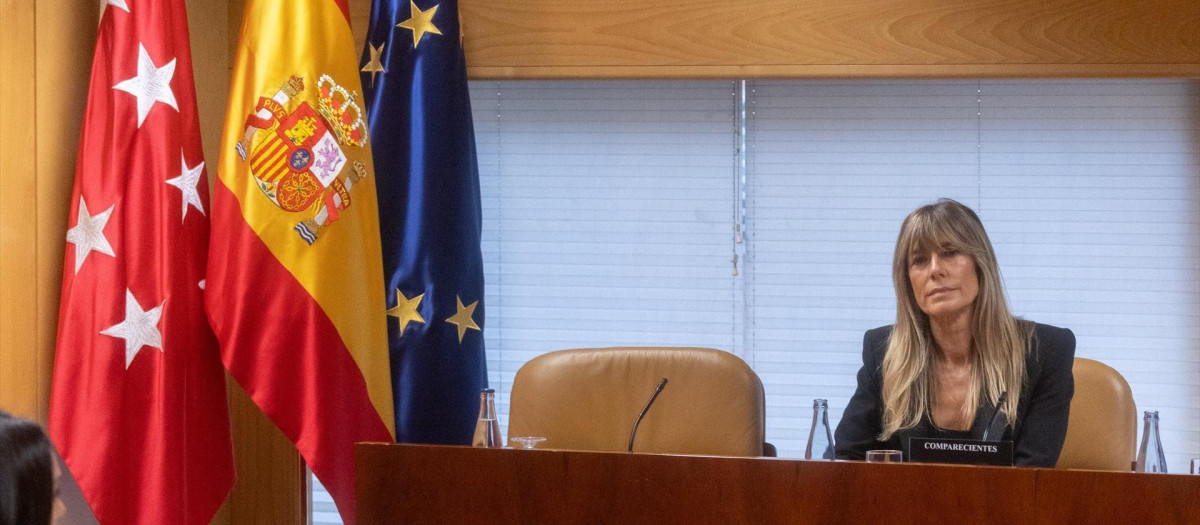 Begoña Gómez, en un momento de su comparecencia en la Asamblea de Madrid