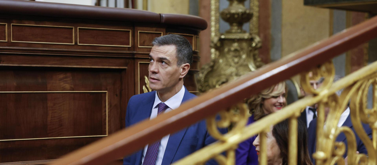 MADRID, 11/12/2024.- El presidente del Gobierno, Pedro Sánchez, este miércoles en el Congreso que acoge la sesión de control al Ejecutivo. EFE/ Mariscal