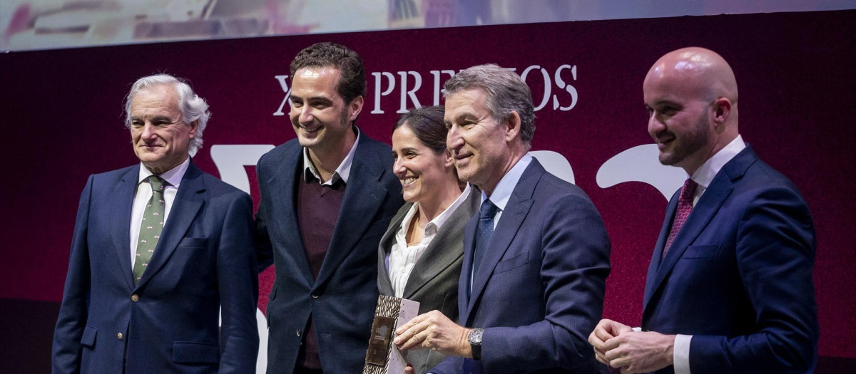 El presidente del PP, Alberto Núñez Feijóo, en el acto de esta mañana.