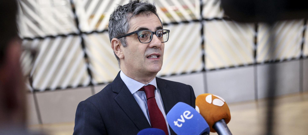 El ministro de Justicia, Félix Bolaños, a su llegada al Consejo de Asuntos de Justicia de la Unión Europea