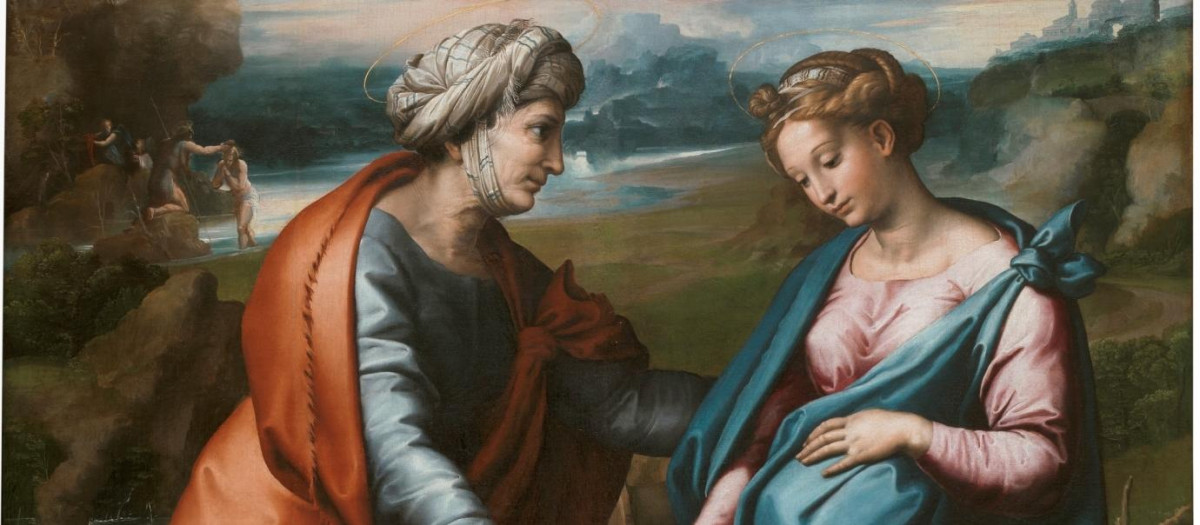 La Visitación, por Giovanni Penni, Rafael Francesco y Giulio Romano
