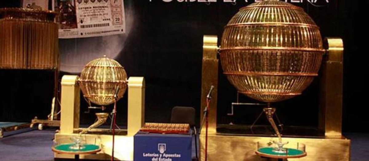 Aspecto de los bombos de la Lotería Nacional