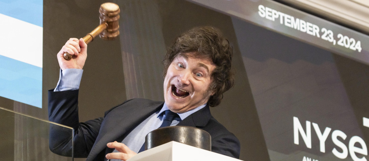 El presidente argentino, Javier Milei, durante su visita a la Bolsa de Nueva York (NYSE)
