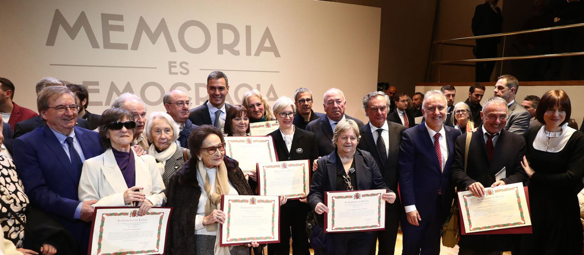 Pedro Sánchez durante un acto de la Ley de Memoria Democrática