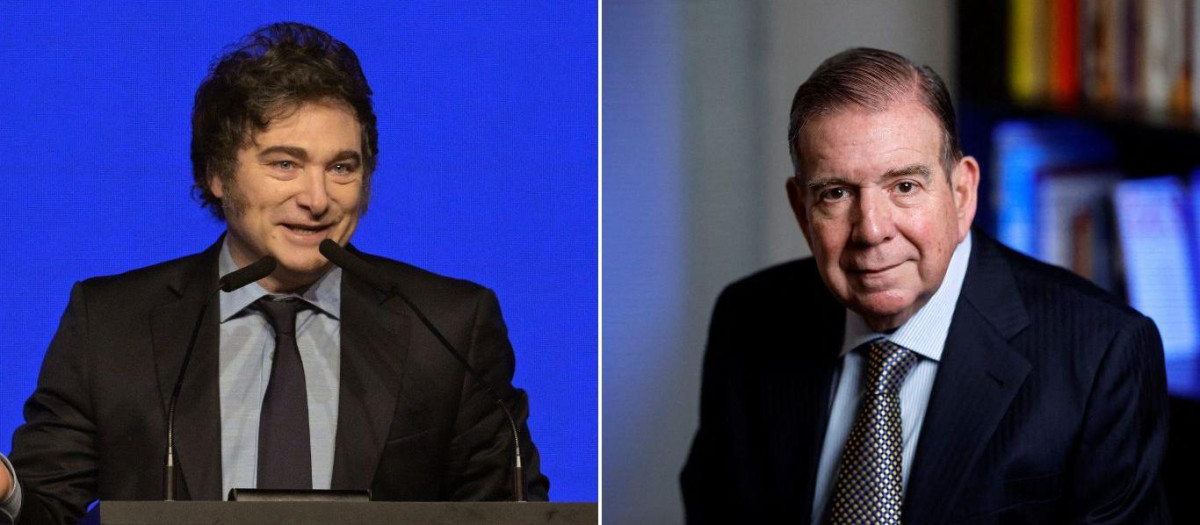 El presidente de Argentina, Javier Milei, y el presidente electo de Venezuela, Edmundo González