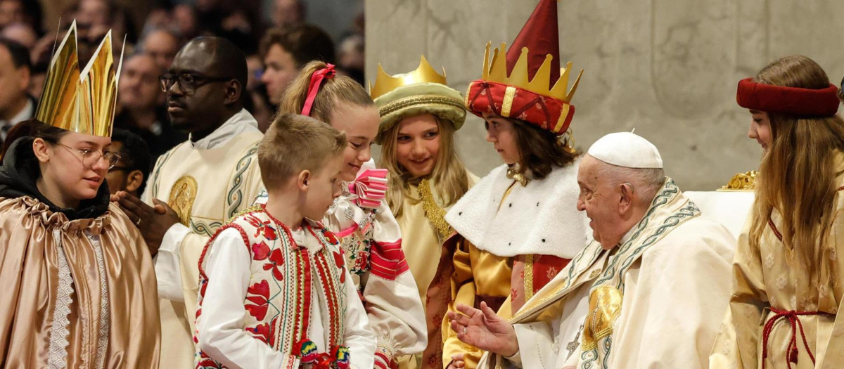 El Papa Francisco durante la 58ª Jornada Mundial de la Paz, en la Basílica de San Pedro, el pasado i de enero