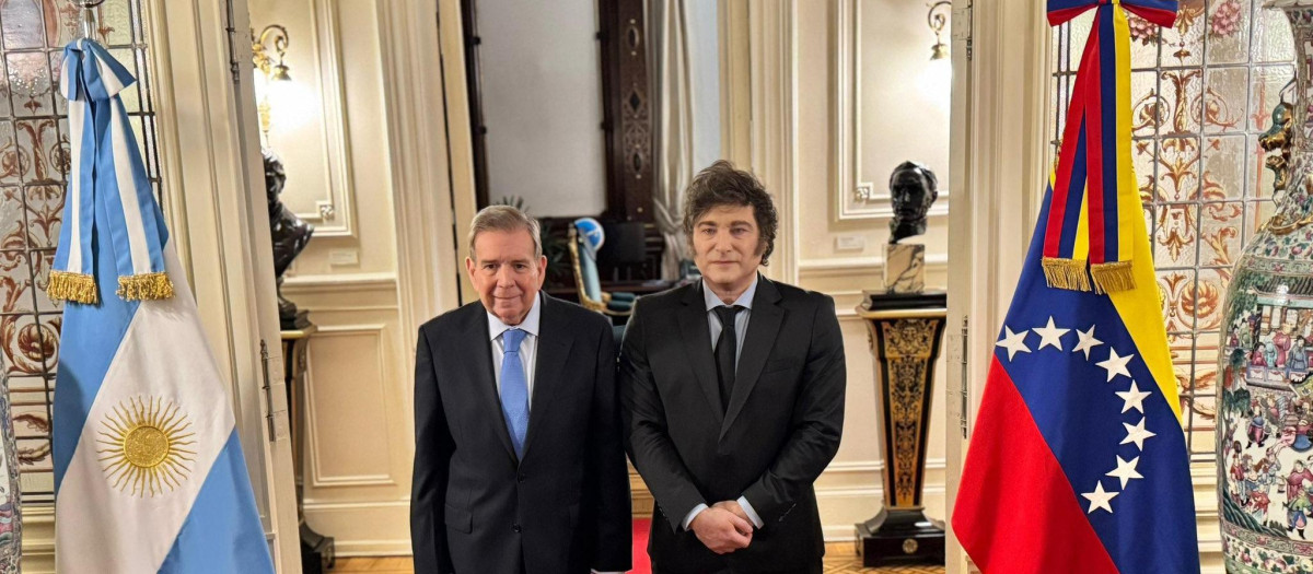 Edmundo González, presidente electo de Venezuela y Javier Milei, presidente de Argentina