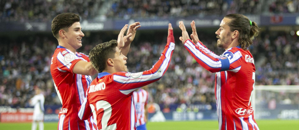 Antoine Griezmann celebra el primer gol del partido