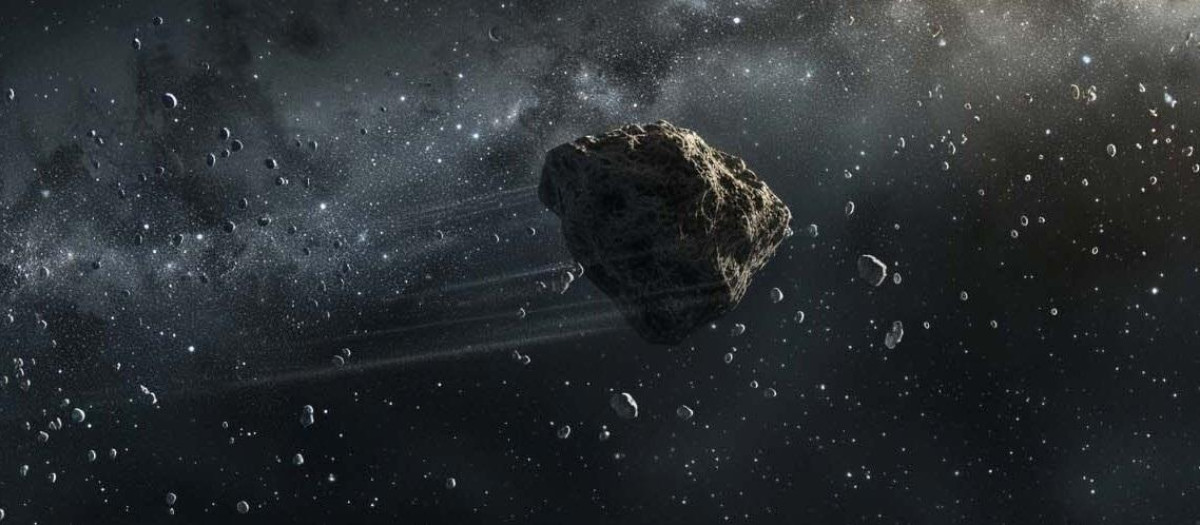 Ilustración de un cometa flotando en el espacio