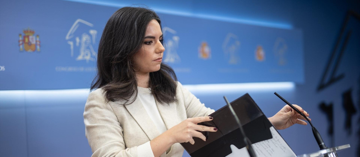 La portavoz de VOX en el Congreso, Pepa Millán, durante una rueda de prensa