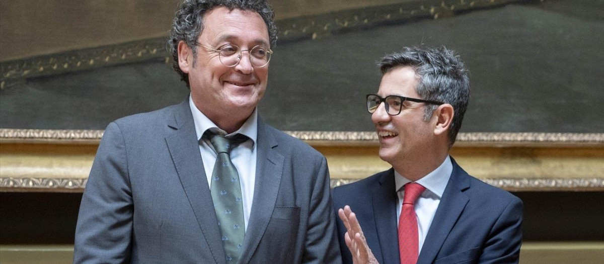 El fiscal general del Estado, Álvaro García Ortiz y el ministro de la Presidencia, Justicia y Relaciones con las Cortes, Félix Bolaños