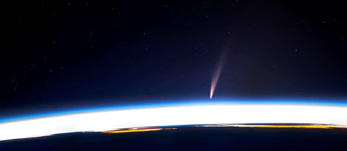 Imagen del cometa  ATLAS C/2024 G3 tomada por Don Pettit, miembro de la Agencia Espacial Europea (ESA)